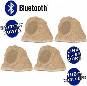 Theater Solutions B62S Fully Wireless 400 Watt Rechargeable Battery 6.5" Bluetooth Rock 4 Speaker Set Sandstone Link Up To 99 Speakers Wirelessly