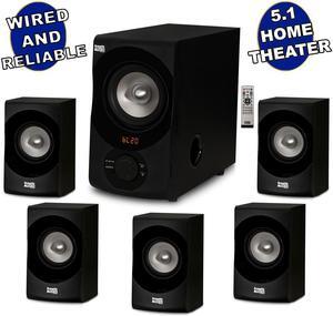 Acoustic Audio by Goldwood AA5171 5.1 Surround Sound Bluetooth Home Entertainment System (6 Speakers, 5.1 Channels, Black with Silver)