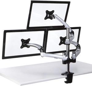 Cotytech Triple Monitor Desk Mount Spring Arm 19.7-in Pole Grommet Base - Silver