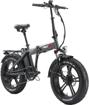 RKS Foldable Electric Bike with 750W Motor, Electric Bicycle with 48V 14.5Ah Battery, 20'' Fat Tires, LCD Display, Front and Rear LED Lights, Professional 7-Speed Gears, Up to 24MPH Gray/Black