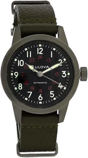 Bulova HACK Mens Grey ION Plated Stainless Steel Automatic Watch 98A255