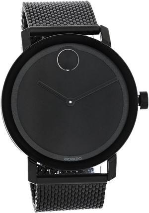 Movado Bold Mens Black ION Plated Stainless Steel Swiss Quartz Watch 3600562