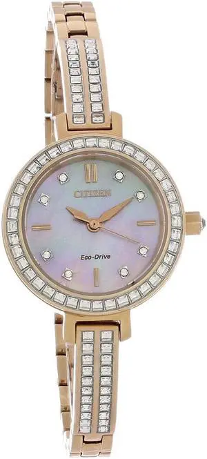 Citizen Eco-Drive Silhouette Crystal Ladies Rose Gold PVD Steel Watch EM0863-53D