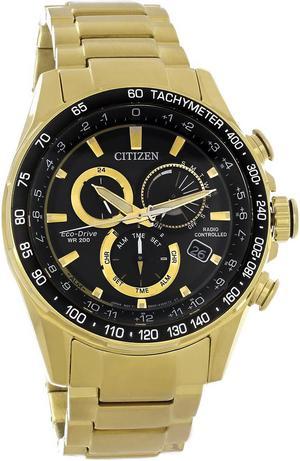 Citizen Eco-Drive PCAT Chronograph Gold Tone Stainless Mens Watch CB5912-50E
