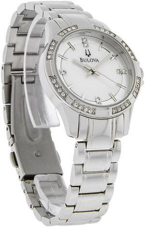 Bulova Quartz Ladies Crystal Collection MOP Stainless Steel Watch 96L191