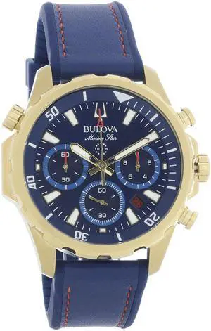 Bulova Marine Star Chronograph Mens Blue Dial Quartz Watch 97B168