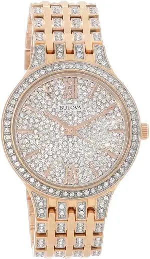 Bulova Phantom Ladies Rose Gold Stainless Steel Crystal Quartz Watch 98L235