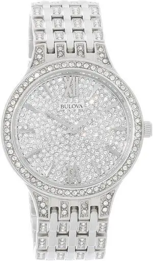 Bulova Quartz Ladies Stainless Pave Crystal Dial, Bezel & Band Watch 96L243 Bulova Quartz Ladies Stainless Pave Crystal Dial, Bezel & Band Watch 96L243