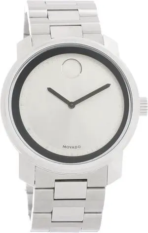 Movado Bold Mens Silver Dial Stainless Steel Bracelet Swiss Quartz Watch 3600257