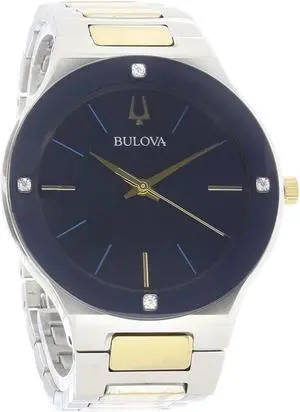 Bulova Mens Futuro Millennia Diamond Two Tone Plated Steel Quartz Watch 98E117