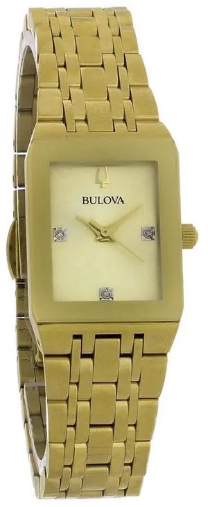 Bulova Futuro Diamond Ladies Gold Tone Plated Steel Quartz Watch 97P140