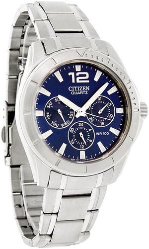 Citizen Quartz Mens Blue Dial SubDial Bracelet Watch AG830052L