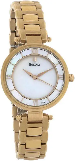 Bulova Ladies Rose Gold Plated Stainless Steel Quartz Watch 97L124