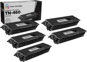 LD Compatible Toner Cartridge Replacement for Brother TN460 High Yield (Black, 5-Pack)