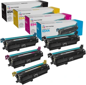 LD © Remanufactured Replacements for Hewlett Packard 654X / 654A Set of 5 Laser Toner Cartridges Includes: 2 CF330X HY Black, 1 CF331A Cyan, 1 CF332A Yellow, & 1 CF333A Magenta LD © Remanufactured Replacements for Hewlett Packard 654X / 654A Set of 5 Laser Toner Cartridges Includes: 2 CF330X HY Black, 1 CF331A Cyan, 1 CF332A Yellow, & 1 CF333A Magenta