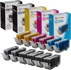 LD Compatible Ink Cartridge Replacement for Canon PGI-220 & CLI-221 (4 Pigment Black, 2 Black, 2 Cyan, 2 Magenta, 2 Yellow, 12-Pack) Compatible with Canon Pixma MP620