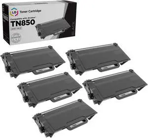 LD Products Compatible Toner Cartridge Replacement for Brother TN850 TN 850 TN-850 High Yield (Black, 5-Packs) for use in DCP-L5500DN DCP-L5600DN DCP-L5650DN DCP-L6600DW HL-L5000D, HL-L5100DN