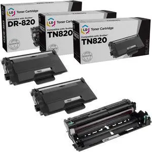 LD Products Compatible Toner Cartridge & Drum Unit Replacements for Brother TN820 & DR820 (2 Toners, 1 Drum, 3-Packs) for use in DCP-L6600DW HL-L6200DW HL-L6200DWT HL-L6250DN HL-L6250DW HL-L6300DWT