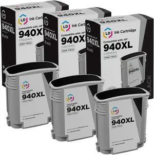 LD Products Remanufactured Ink Cartridge Replacement for HP 940XL C4906AN High Yield (Black, 3-Pack)