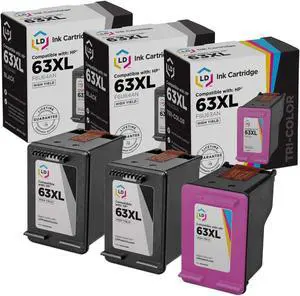 LD Products Remanufactured Ink Cartridge Replacement for HP 63XL High Yield (2 Black, 1 Color, 3-Pack)