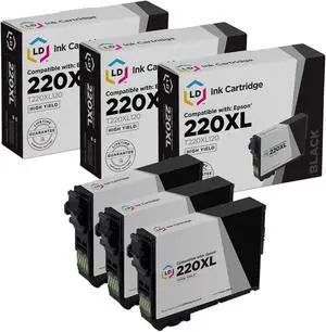LD Products Replacement for Epson 220XL Ink Cartridges 200 XL T200XL120 High Yield (Black, 3-Pack)