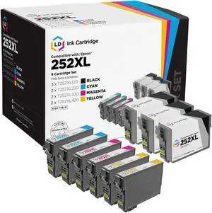 LD Products Replacements for Epson 252XL Ink Cartridges Combo Pack (3 Black, 2 Cyan, 2 Magenta, 2 Yellow) High Yield 9-Pack Bundle