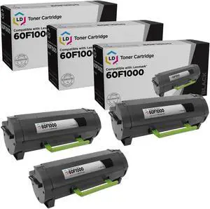 LD Products Compatible Toner Cartridge Replacement for Lexmark 601 60F1000 (Black, 3-Pack)