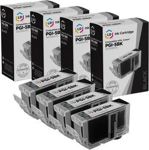 LD Products Compatible Ink Cartridge Replacements for Canon PGI5Bk (Pigment Black, 4-Pack)