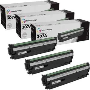LD Products Remanufactured Toner Cartridge Replacement for HP 307A CE740A (Black, 3-Pack)