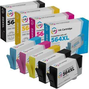 LD Products Compatible Ink Cartridge Replacement for HP 564XL High Yield (2 Black, 1 Cyan, 1 Magenta, 1 Yellow, 5-Pack)