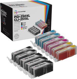LD Products Canon Compatible PGI-250XL & CLI-251XL Set of 11 High Yield Ink Cartridges: 3 Pigment Black, 2 Black , Cyan , Magenta , Yellow
