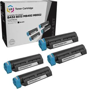 LD Products Toner Cartridge Compatible with Replacement for Okidata 45807110 (Black, 4-Multipack) Compatible with the following Okidata Printer Model MB492 MB562w B432dn B512dn