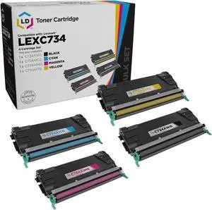 LD Products Remanufactured Toner Cartridge Replacements for Lexmark C734 C736 X738 Series (C734A1KG Black, C734A1CG Cyan, C734A1MG Magenta, C734A1YG Yellow, 4-Pack)