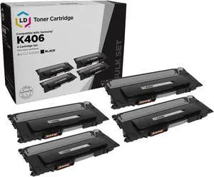 LD Compatible Toner Cartridge Replacements for Samsung CLT-K406S (Black, 4-Pack) Compatible with Samsung CLP-365W, Samsung CLX-3305FW, Samsung Xpress C410W, Samsung Xpress C460FW
