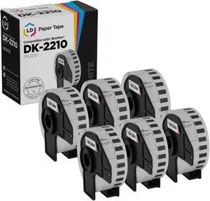 LD Products Compatible White Paper Tape Roll Replacement for Brother DK-2210 1.1 in x 100 ft (6-Pack)