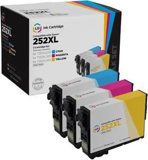 LD Products Remanufactured Epson 252XL High Yield Ink Cartridge Replacements (1 Cyan, 1 Magenta, 1 Yellow, 3-Pack Bundle)