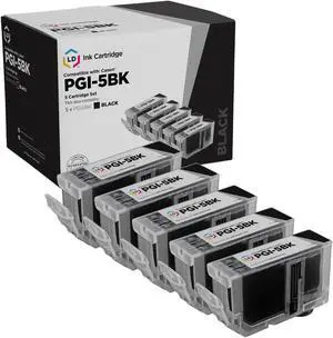 LD Products Compatible Ink Cartridge Replacement for Canon PGI5Bk (Pigment Black, 5-Pack)