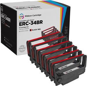 LD Products Compatible POS Ribbon Cartridge Replacement for Epson ERC-34BR (Black & Red, 6-Multipack)