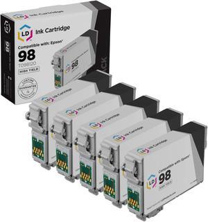 LD Products Ink Cartridge Replacement for Epson 98 T098120 (Black, 5-Pack) compatible with Artisan 700, 710, 725, 730, 810, 835, 837