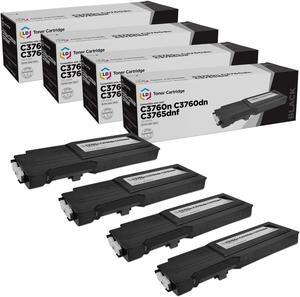 LD Products Compatible Toner Cartridge Replacements for 331-8429 W8D60 Extra High Yield Dell Color Laser C3760 C3765 C3760dn C3760n C3765dnf Printers (Black, 4-Pack)
