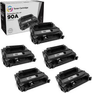 LD Products Compatible Toner Cartridge Replacement for HP 90A CE390A (Black, 5-Pack)