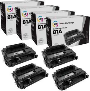 LD Products Compatible HP 81A CF281A Toner Cartridge Replacement for LaserJet Enterprise flow MFP M630z M604dn M604n M605dh M605dn M605n M605x M606dn M606x M630dn M630f M630h M630 (Black, 4-Pack)