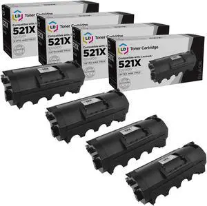LD Products Compatible Toner Cartridge Replacement for Lexmark 521X Extra High Yield (Black,4-Pack)