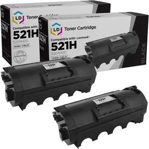 LD Products Compatible Toner Cartridge Replacement for Lexmark 521 HY (Black, 2- Pack)