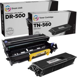 LD Products Compatible Toner Cartridge & Drum Unit Replacements for Brother TN-560 High Yield & DR-500 (1 Toner, 1 Drum, 2-Pack)