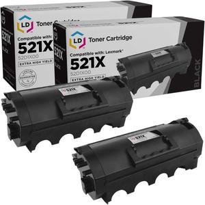 LD Products Compatible Toner Cartridge Replacement for Lexmark 521X Extra High Yield (Black, 2-Pack)