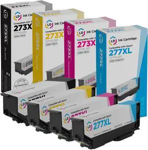LD Products Remanufactured Ink Cartridge Replacements for Epson 277XL High Yield (Black, Cyan, Magenta, Yellow, 4-Pack)