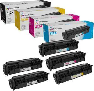 LD Products Replacement for HP 312X 312A Toner Cartridges: 2 Black 1 Cyan 1 Magenta 1 Yellow 5-Pack