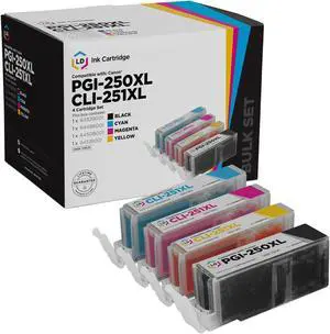 LD Products Compatible Ink Cartridge Replacement for Canon PGI-250XL & CLI-251XL High Yield (1 Pigment Black, 1 Cyan, 1 Magenta, 1 Yellow, 4-Pack)