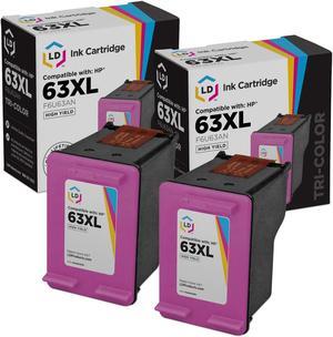 LD Products Remanufactured Ink Cartridge Replacement for HP 63XL F6U63AN High Yield (Color, 2-Pack)